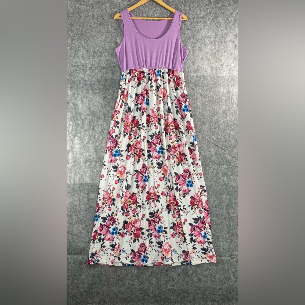 Made With Love Womens Multicolor Floral Sleeveless Maxi Dress‎ Size LG